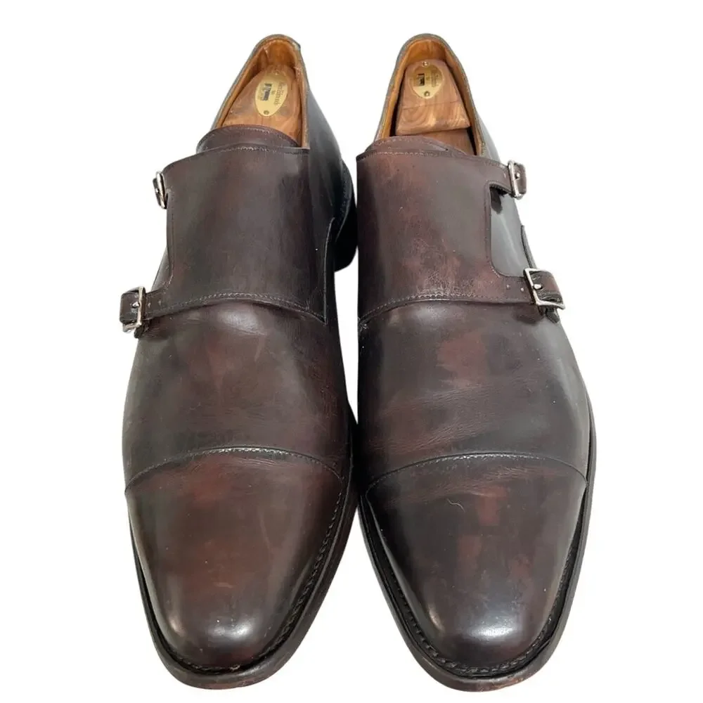 ALLEN EDMONDS Mora 2.0 Double Monk Strap Brown Leather Shoes Size 15 NICE